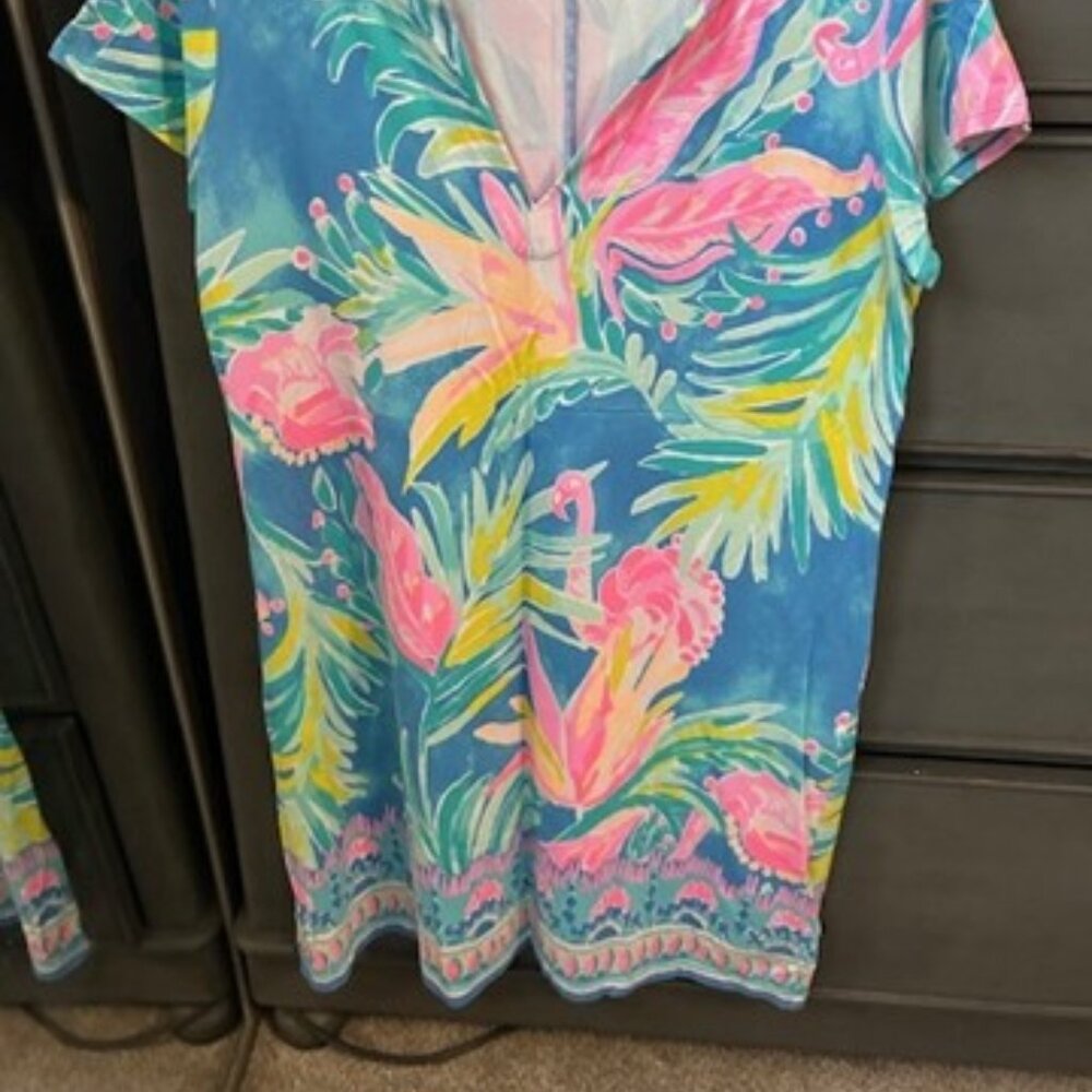 Lilly Pulitzer Sophiletta Dress Women’s XL Show Stopper Flamingo Print Stretch - Picture 2 of 5